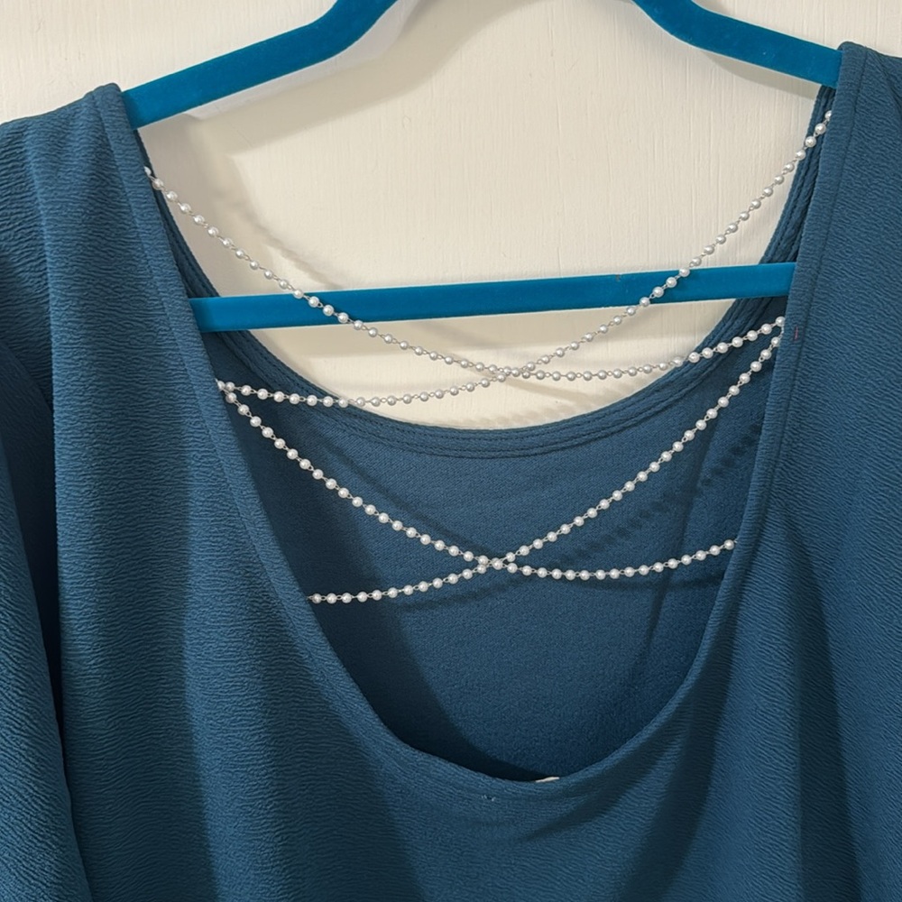 New with tags ANDTHEWHY teal and pearl detail crop top - Picture 7 of 11